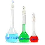 Volumetric Flask Set, 3 Pieces - Glass, Blue