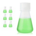 Plastic Erlenmeyer Flask Set with Screw Caps, 6pcs