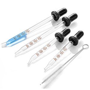 1ml Glass Droppers, 4 Pack with Measurement