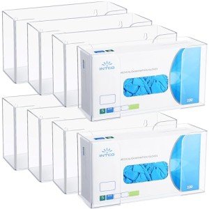 Wall-Mounted Acrylic Glove Box Holder - 8 Pcs