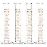 StonyLab 4-Pack 50ml Borosilicate Measuring Cylinders