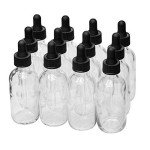 Pack of 12 Clear Boston Round Bottles with Droppers