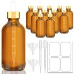 Amber Glass Dropper Bottles, 4oz, 12 Pack