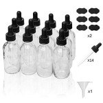Pack of 12 Clear Boston Round Bottles with Droppers