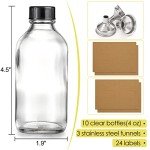 4 oz Clear Glass Bottles with Lids - 10 Pack