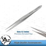 High Precision Stainless Steel Forceps - 4.5 Inch