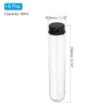 80ml Plastic Test Tubes with Screw Caps - 6 Pack