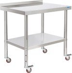 Stainless Steel Prep Table with Wheels and Backsplash