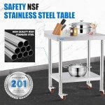 Stainless Steel Prep Table with Wheels and Backsplash