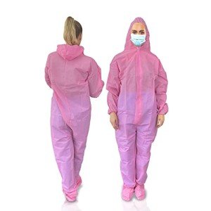 Pink Disposable Lab Coveralls with Hood - Pack of 5
