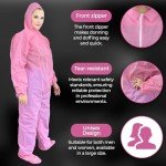Pink Disposable Lab Coveralls with Hood - Pack of 5