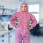 Pink Disposable Lab Coveralls with Hood - Pack of 5