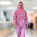 Pink Disposable Lab Coveralls with Hood - Pack of 5