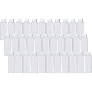 16 Oz Plastic Juice Bottles with Tamper Caps - 33 Pack