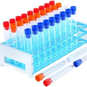 40-Pack Plastic Test Tubes with Rack and Caps