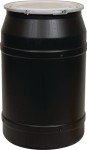 55 Gallon Black Plastic Drum with Lever-Lock Lid