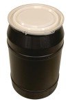 55 Gallon Black Plastic Drum with Lever-Lock Lid