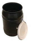 55 Gallon Black Plastic Drum with Lever-Lock Lid