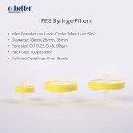 100 Pack Hydrophilic PES Syringe Filters, 25mm