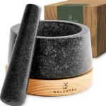 Granite Mortar and Pestle Set with Wood Base