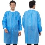 Blue Disposable Lab Coats with Pockets - Pack of 10