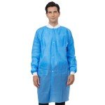 Blue Disposable Lab Coats with Pockets - Pack of 10
