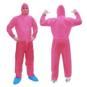 Disposable Hazmat Suits with Hood, XX-Large, Pink