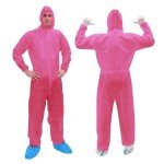 Disposable Hazmat Suits with Hood, XX-Large, Pink