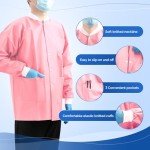 10 Pack Pink Disposable Lab Jackets – Large