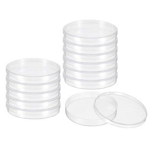 75mm Clear Plastic Petri Dishes with Lid - 12 Pcs