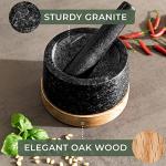 Granite Mortar and Pestle Set with Wood Base