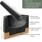 Granite Mortar and Pestle Set with Wood Base