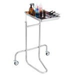 Adjustable Stainless Steel Mayo Stand with Tray