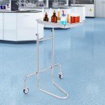 Adjustable Stainless Steel Mayo Stand with Tray