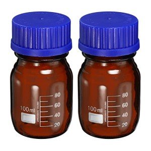 PATIKIL 100mL Amber Glass Media Bottles, 2 Pack