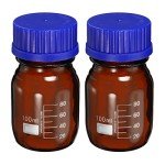 PATIKIL 100mL Amber Glass Media Bottles, 2 Pack