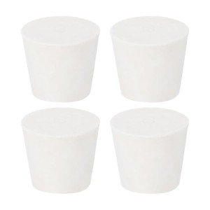 4Pcs White Tapered Rubber Lab Stoppers, 6#