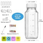 16 Oz Reusable Glass Juice Bottles with Spouts