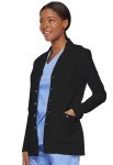 Women's Black Snap Front Lab Coat - 28