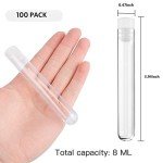 100 Clear Plastic Test Tubes with Caps - 100pcs
