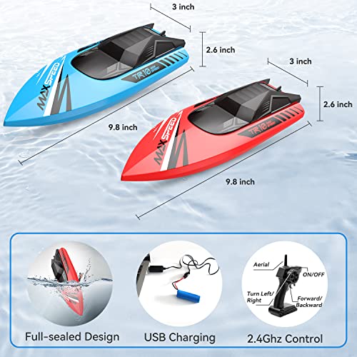 TR10 Fast RC Boats for Kids - 2 Pack