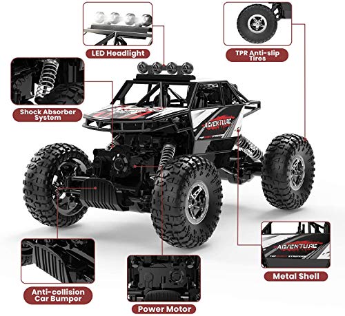 DEERC DE45 RC Cars 1:14 Monster Truck, LED Headlight