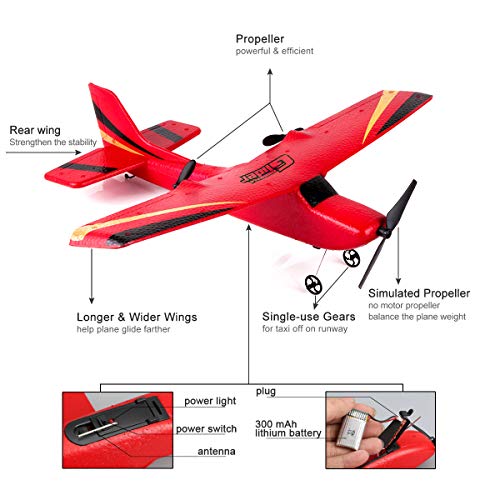 Hawk’s 2-Channel Remote Control Airplane - Red