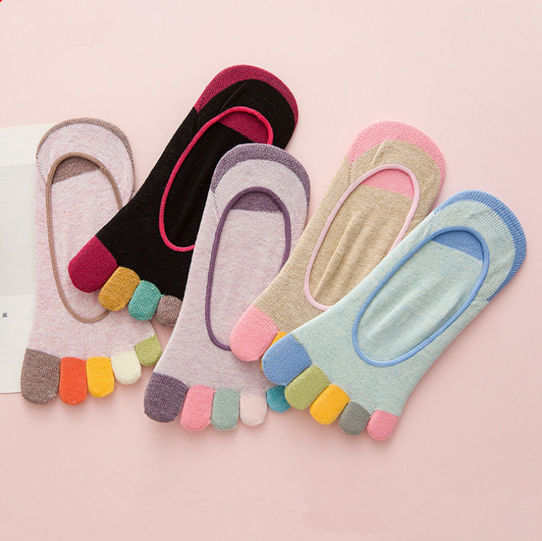 Women's Toe Socks: 5Pc Nonslip Cotton Fashion