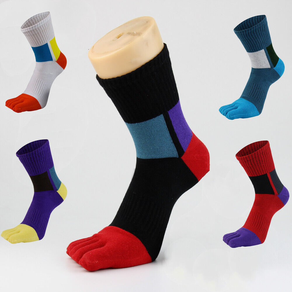 Men's 5 Pairs Striped Toe Socks for Vibram