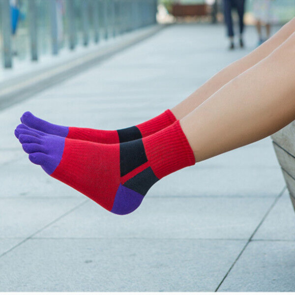 Men's 5 Pairs Striped Toe Socks for Vibram