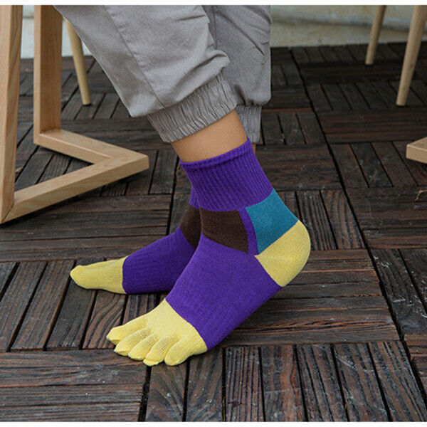 Men's 5 Pairs Striped Toe Socks for Vibram