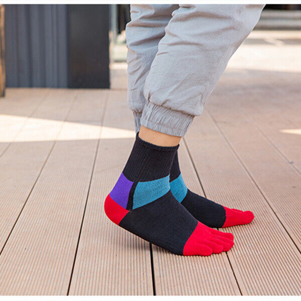 Men's 5 Pairs Striped Toe Socks for Vibram