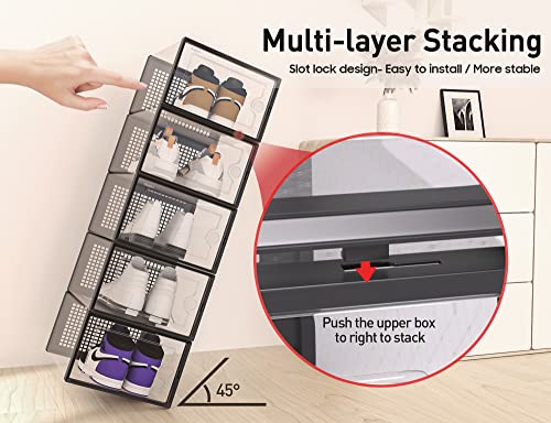 Clear Stackable Shoe Containers, Size 11 Fit