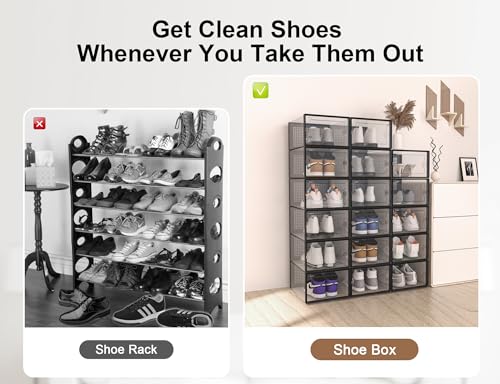 Clear Stackable Shoe Containers, Size 11 Fit